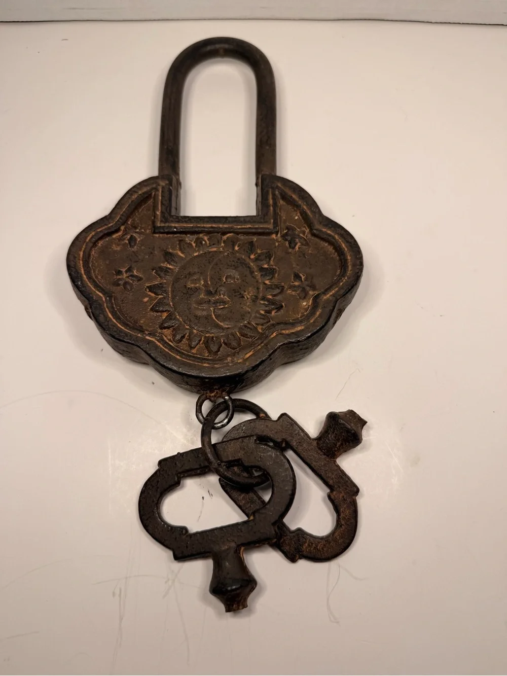 Vintage Chinese Style Cast Iron Ruyi Shaped Padlock